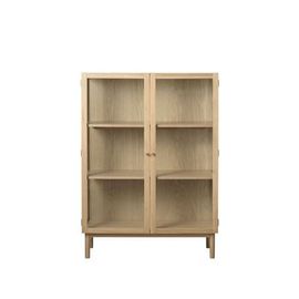 Drawer - Cahir - Vitrine 2 Portes En Verre Trempé Et Bois H140cm - Marron