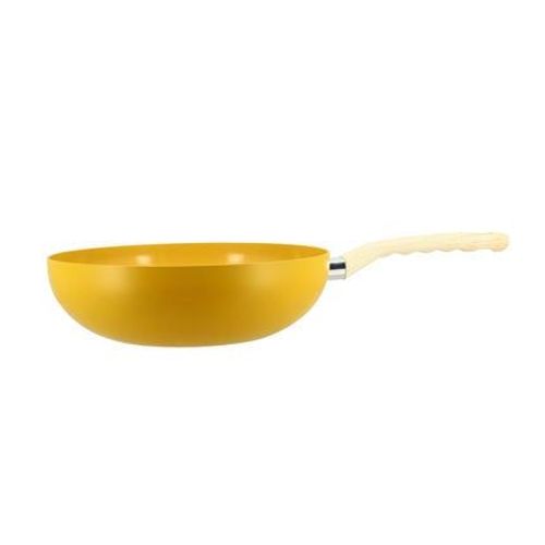 Wok 28cm colorama safran - en aluminium - revetement antiadhesif en ceramique