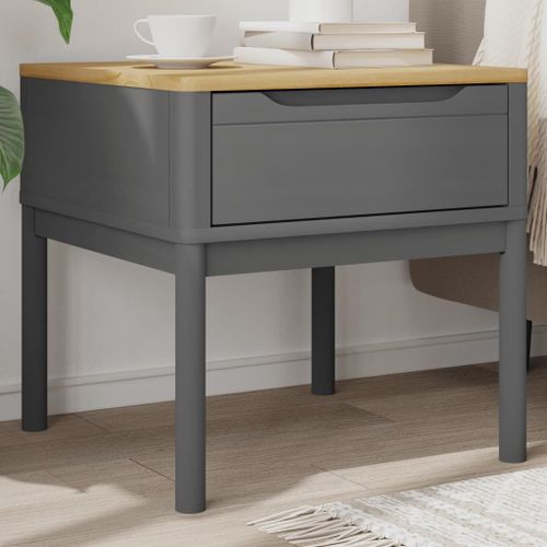 Vidaxl Table De Chevet Floro Gris 55x55x54 Cm Bois De Pin Massif