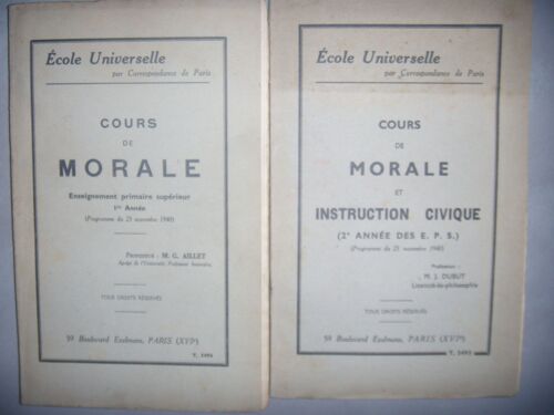 Ecole Universelle: Cours De Morale + Instruction Civique: Eps 1è&2è Année, 1940