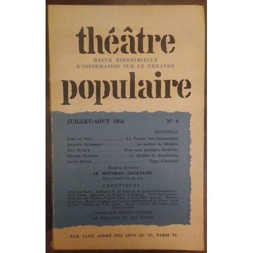 Théâtre Populaire N°8, 1954