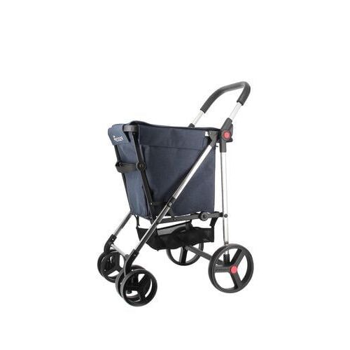 Rolser - Chariot de course Pliable 4 roues Directionnelles type poussette BB BASKET TWEED MARINE - Bleu