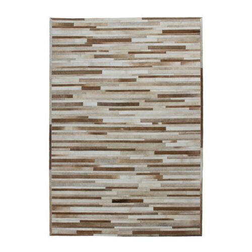 Paris Prix - Tapis Tissé En Cuir Fait Main "Lavish" Crème 160 X 230 Cm