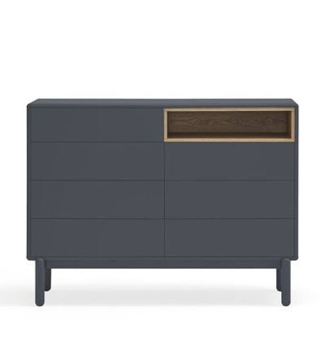 Teulat - Corvo - Commode 7 tiroirs 1 niche en bois L120xH90cm - Gris