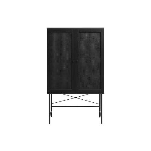 Drawer - RINTO - Buffet haut 2 portes bois et métal H135cm - Noir