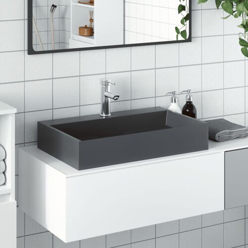 vidaXL Vasque 60x38x11 cm fonte minérale/marbre anthracite