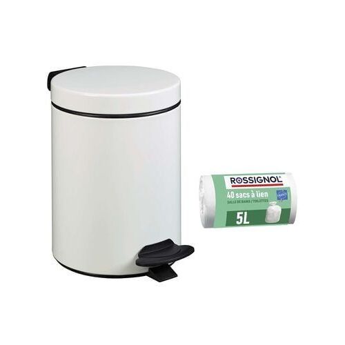 Poubelle de salle de bain à pédale 3L CYJEU et 40 sacs poubelle 5L - Taille unique