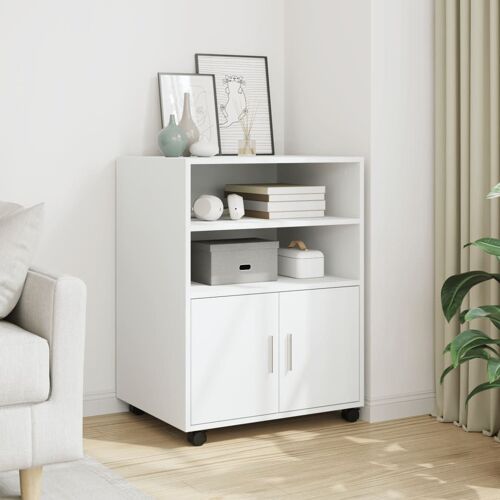 VidaXL Armoire à roulettes blanc 60x48x81 cm bois d'ingénierie