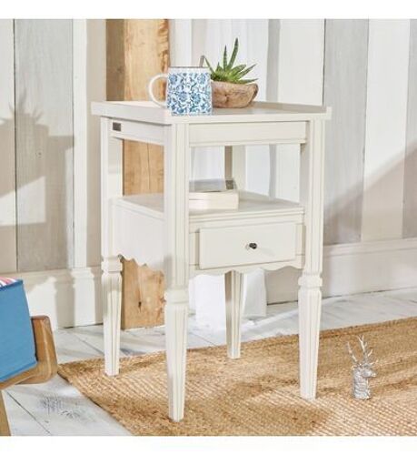 Robin des Bois - IVANKA - Chevet en pin soie grège, 1 tiroir - Blanc