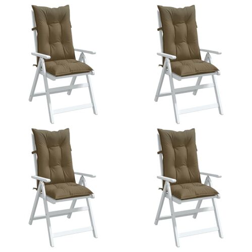 vidaXL Coussins de chaise à dossier haut lot de 4 taupe mélangé tissu