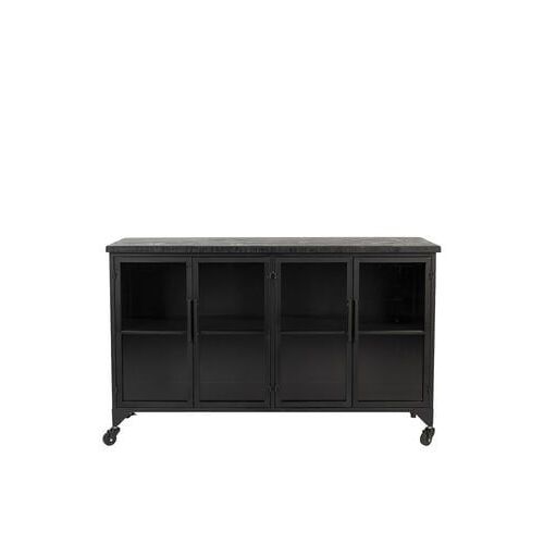 Drawer - Ferre - Buffet en bois et mÃ©tal Ã  roulettes L120cm  - Noir