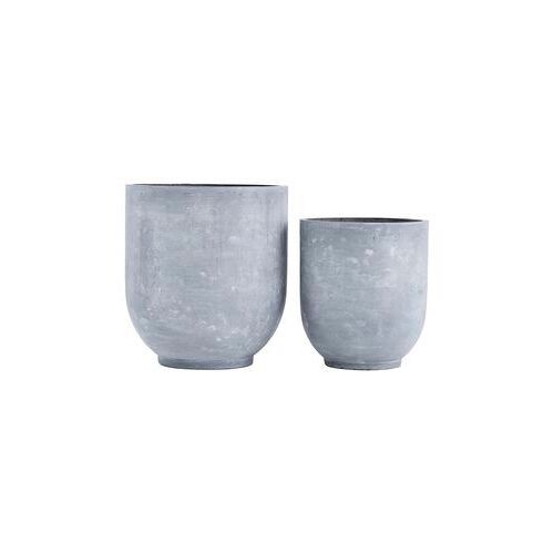 House Doctor - Lot de 2 cache-pots en ciment gris Gard  - Gris