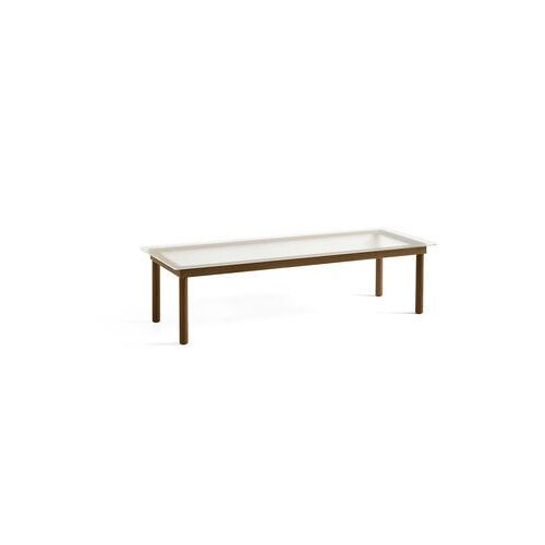 Table basse Kofi rectangulaire - verre teinté rouge - noyer verni (à base d'eau)