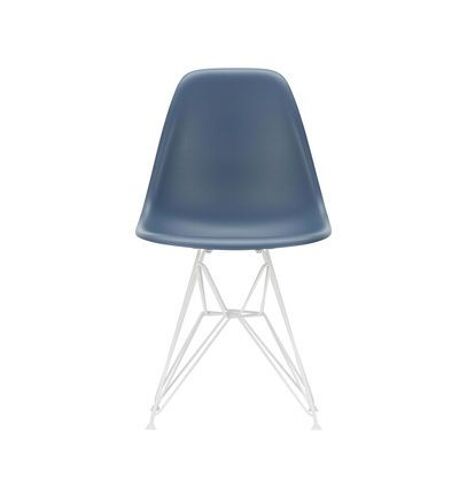 Vitra - Chaise en plastique pour l'extérieur Eames DSR - bleu marin RE - Patins en feutre pour sols durs blancs - bleu marin RE - blanc - Patins en feutre pour sols durs blancs - Bleu