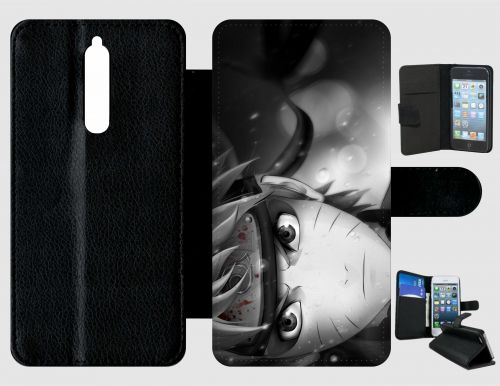 Etui À Rabat Nokia 8 - Naruto Black And White - Simili-Cuir - Noir