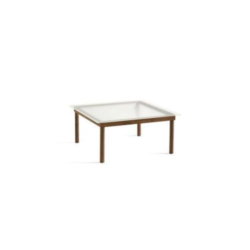 Table Basse Kofi Carrée - Noyer Verni (À Base D'eau) - 80 X 80 Cm - Verre Teinté Rouge