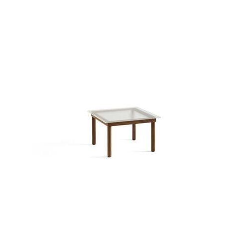 Table basse Kofi carrée - verre teinté rouge - noyer verni (à base d'eau) - 60 x 60 cm