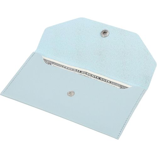 NSIECD-Portefeuille en cuir véritable réutilisable pour argent - Portefeuille rétro pour homme et femme - Design minimaliste, bleu, Portefeuille d'argent