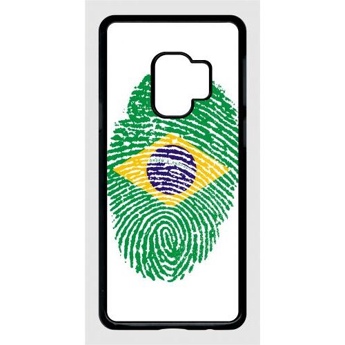 Coque galaxy s9 - empreinte digitale drapeau bresil brazil - noir