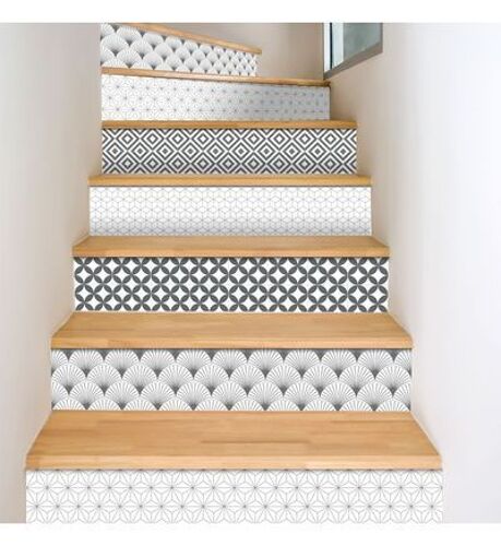 99Deco - Lot de 5 Contremarches H 18xL100cm Mix Modern Blandning  - Gris