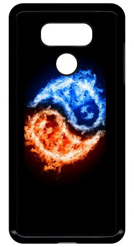 Coque lg g6 - yin yang feu et eau - noir