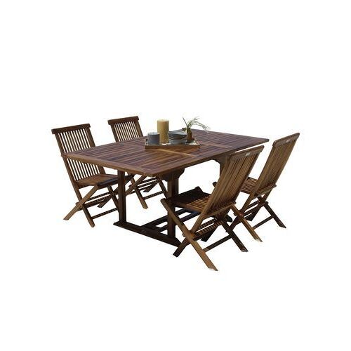 Bois Dessus Bois Dessous - Salon De Jardin En Teck Huilã© Massif Extensible 4/8 Pers.Bali  - Marron