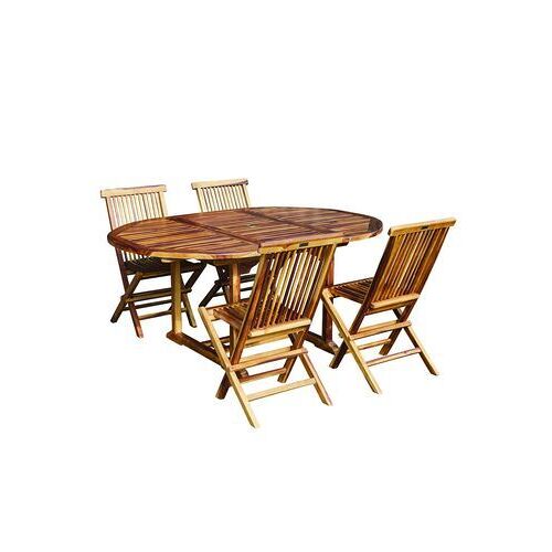 Bois Dessus Bois Dessous - Salon De Jardin En Teck Huilã© Massif Extensible 4/8 Pers.Bali  - Marron