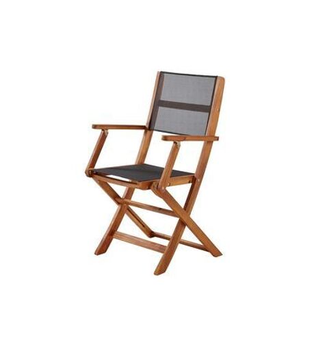 Bois Dessus Bois Dessous - Fauteuil De Jardin En Acacia Massif Et Textilã¿Ne Noirhanoã   - Marron