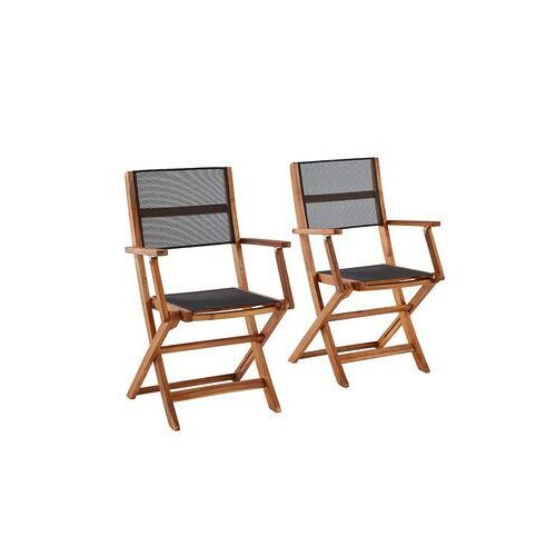 Bois Dessus Bois Dessous - Fauteuil En Acacia Massif Et Textilã¿Ne Gris (Lot De 2)Hanoã   - Marron
