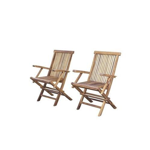 Bali Lot De 2 Fauteuils De Jardin En Teck Huilé Massif Pliant