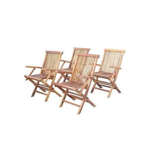 Bali Lot De 4 Fauteuils De Jardin En Teck Huilé Massif Pliant