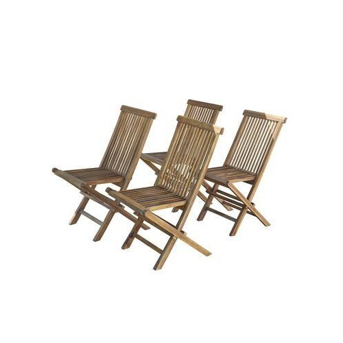 Bali Lot De 4 Chaises De Jardin En Teck Huilé Massif Pliante