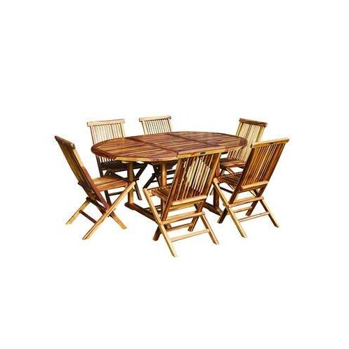Bois Dessus Bois Dessous - Salon De Jardin En Teck Huilã© Massif Extensible 6/8 Pers.Bali  - Marron