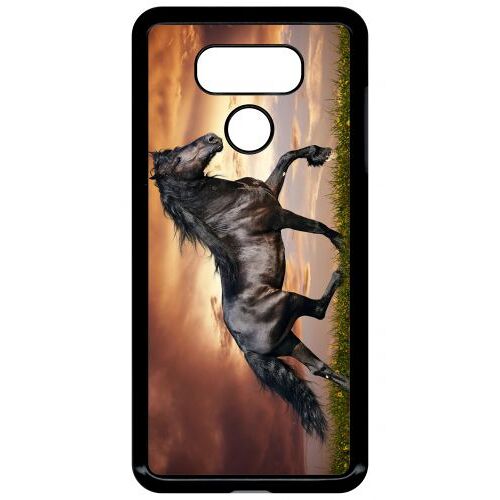 Coque lg g6 - magnifique cheval noir - noir