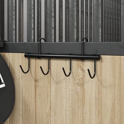 Vidaxl Porte-Bride Avec 6 Crochets Tournants Noir Acier