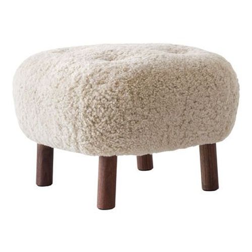 Andtradition - Little Petra Atd1 Pouf - Sheepskin Moonlight - Noyer Huilã©  - Blanc