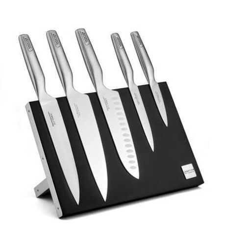 Sabatier Trompette - Asean - Bloc Magnã©Tique 5 Couteaux De Cuisine  - Gris