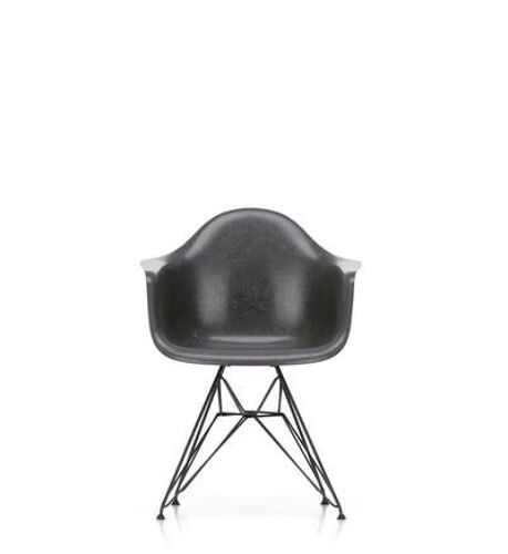 Chaise Eames en fibre de verre DAR - Elephant Hide Grey - noir basique enduit de poudre