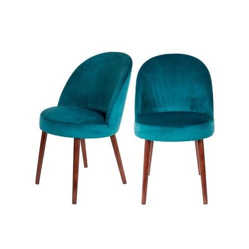 Dutchbone - Barbara - Lot de 2 chaises en velours  - Bleu