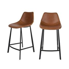 Dutchbone - Franky - Lot De 2 Tabourets De Bar Vintage 65cm  - Marron