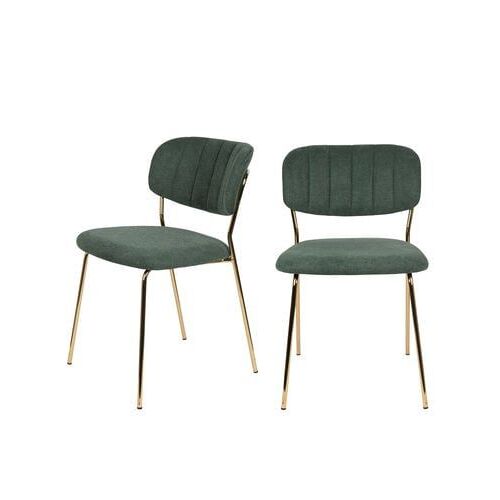 Drawer - Jolien - Lot de 2 chaises pieds dorés - Vert