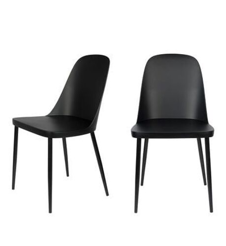Drawer - Pip - Lot de 2 chaises en résine et métal - Noir