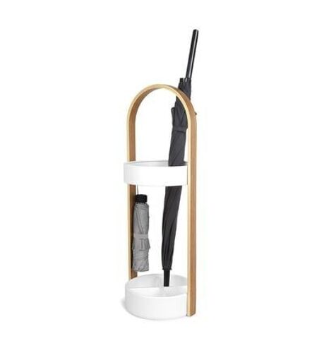 Umbra - Porte-parapluies BELLWOOD bois et base rÃ©sine  - Blanc