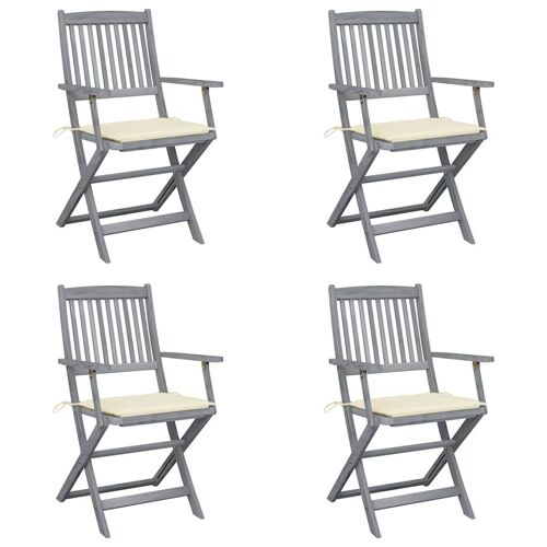 Vidaxl Chaises Pliables D'extérieur 4 Pcs Avec Coussins Bois D'acacia