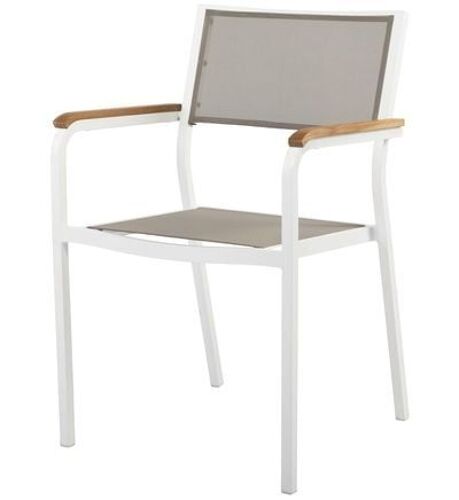 Fauteuil Empilable Lux Alu - Blanc/Taupe