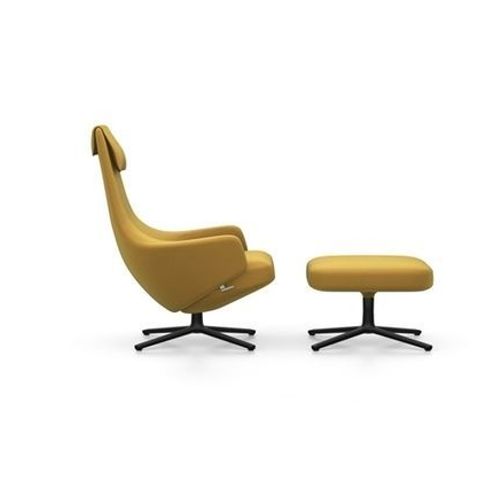 Fauteuil Repos Nouvelle Édition & Ottoman - Noir Basique Enduit De Poudre - Cosy 2 - Jaune Colza - Hauteur Du Siège 40 Cm