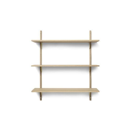 Ferm LIVING - Étagère Sector - Chêne - laiton noir - 3 rayons - large - Beige