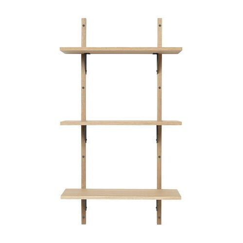 Ferm LIVING - Étagère Sector - Chêne - laiton noir - 3 rayons - étroit - Beige