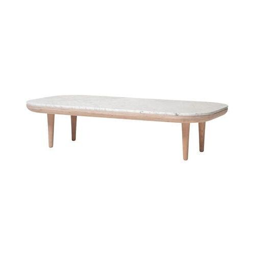 Table basse Fly - Marbre blanc Carrera - Chêne blanc huilé - 120 x 60 cm