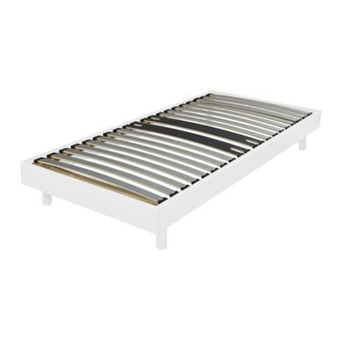 Sommier Déco En Kit + Pieds 90x190 - Decokit 18 Lattes Bois - Blanc - H. 13 Cm